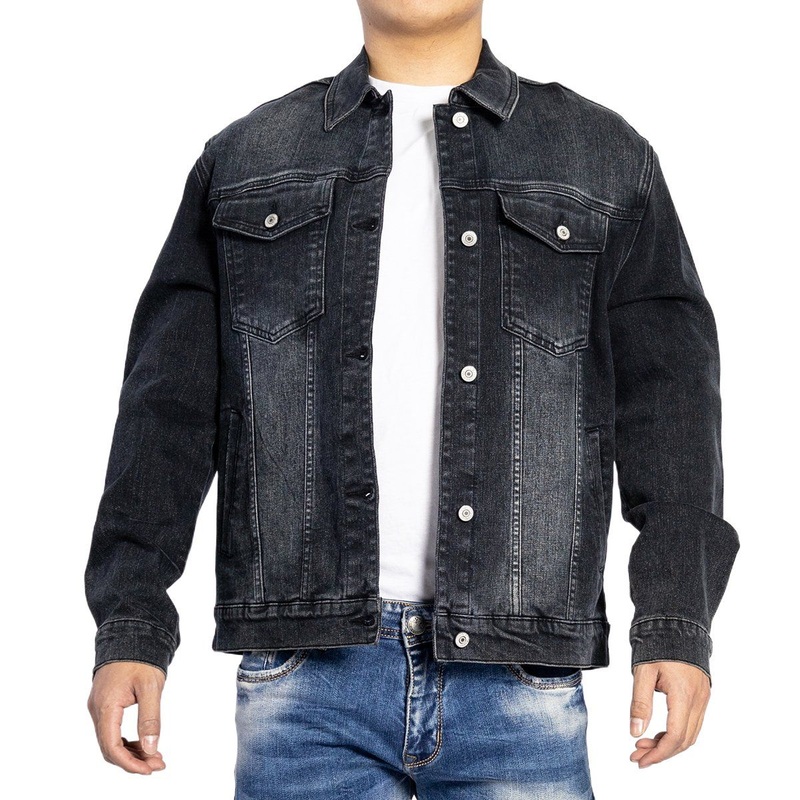 Custom European American Style Black Bleach Washed Denim Long Sleeve Jackets for Men – Denim Jacket and Jackets for Men price