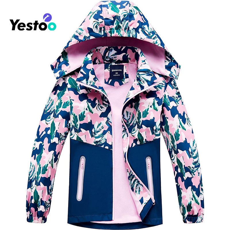 Girls Waterproof Jacket Kids Fleece Lined Hooded Raincoat Lightweight Windproof Coat – Waterproof Kids Jacket and Waterproof Fleece Jacket price