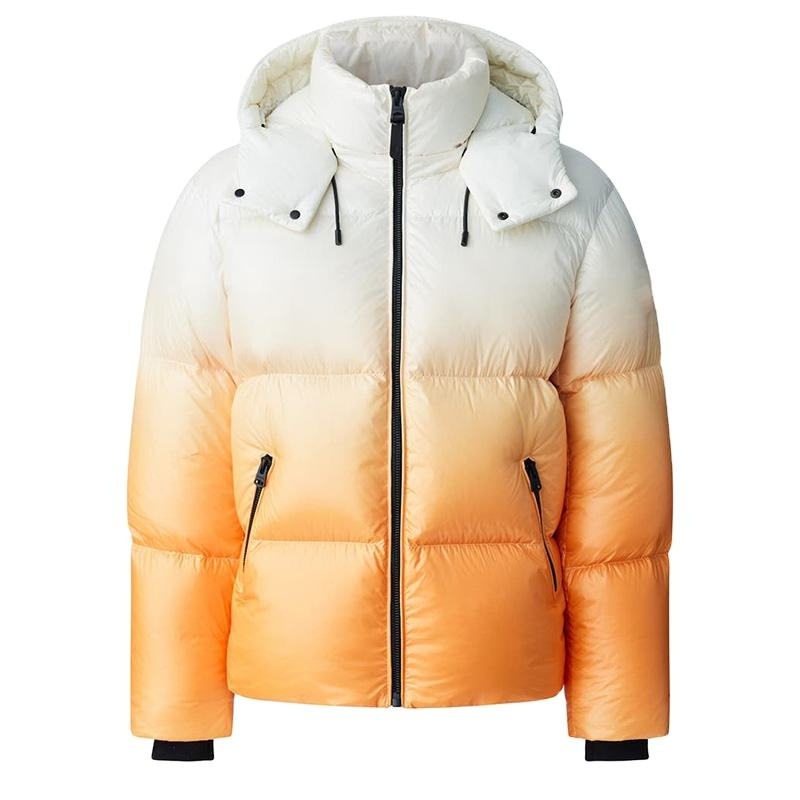 Men Windproof Down Puffer Jacket Ombre Color Printed Polyester Hooded Down Jacket – Jacket and Clothing price