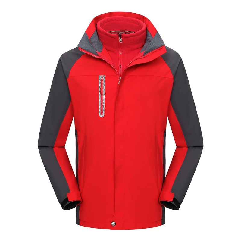 Ss-1918-4# Red Gray Color-Blocked Polar Fleece Three-in-One Hooded Jacket – Outdoor Product and Jackets price