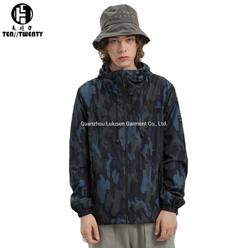 Man Jacket Printing Camouflage Polyester Waterproof Outdoor Windbreaker Jacket for Men – Jacket and Clothing price