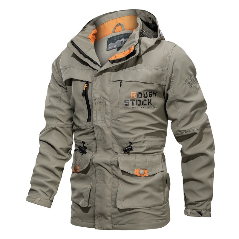 Men Jacket Outdoor Windproof Waterproof Warm Hiking Coat Kahki Color Camping Coat – Outdoor Clothing and Sports Wear price