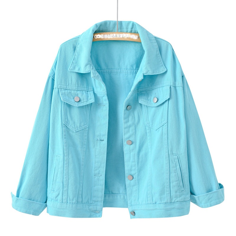 Womens Blue Denim Leisure Coat Long Sleeve Lapel Collar Jean Jacket – Women Jean Jacket and Casual Denim Clothing price