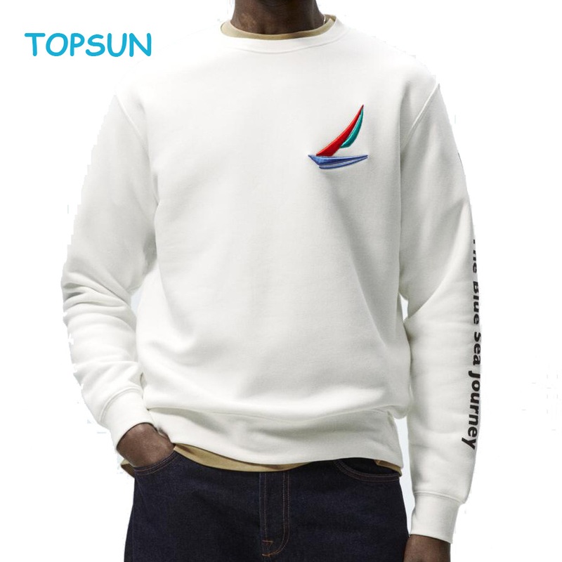 Crewneck Cotton Custom Hoodie Crew Neck Embroidery Print Sweatshirt – Cotton Sweatshirt and Print Sweatshirt price