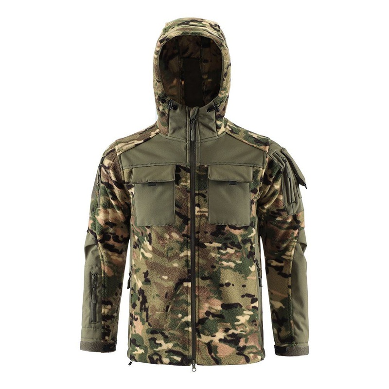 Esdy Multi Pockets Splicing Fleece Camouflage Tactical Jacket – Fleece Jacket and Tactical Jacket price