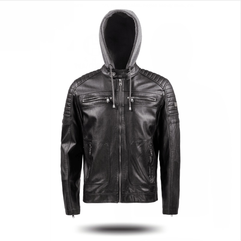 Hooded Jackets Rock Punk Mens PU Faux Racing Leather Jacket – Jacket and Clothing price