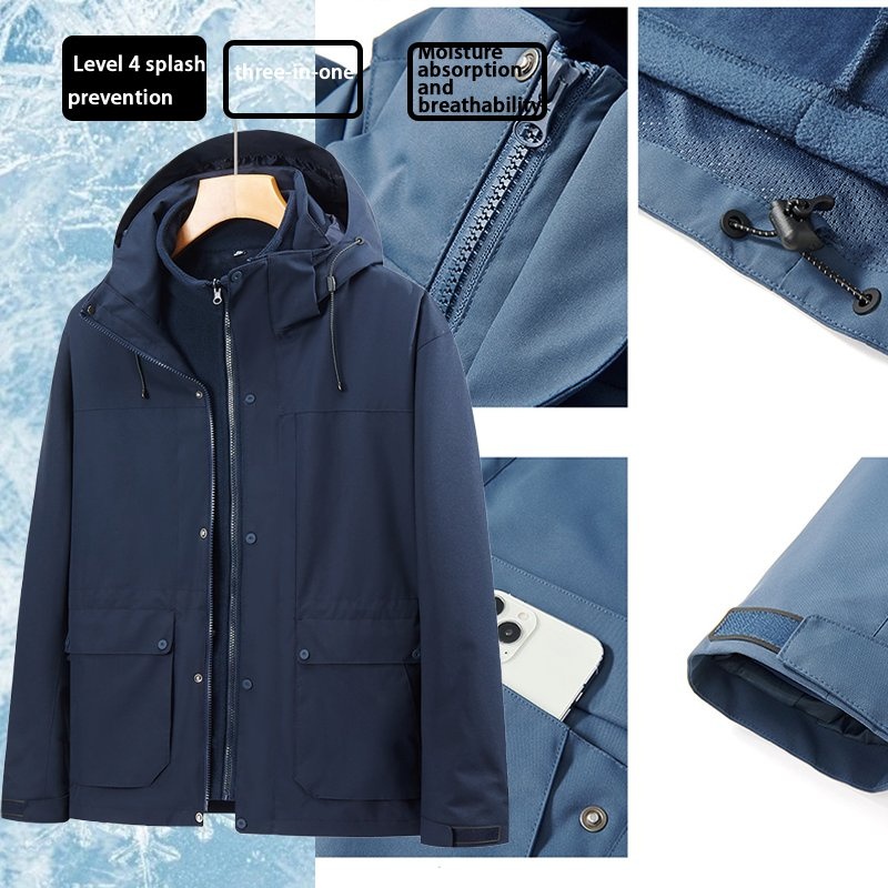 Waterproof Winter Snow Inner Warm Fleece Coat Hooded 3-in-1 Ski Interchange Jacket – Interchange Jacket and Winter Jackets price