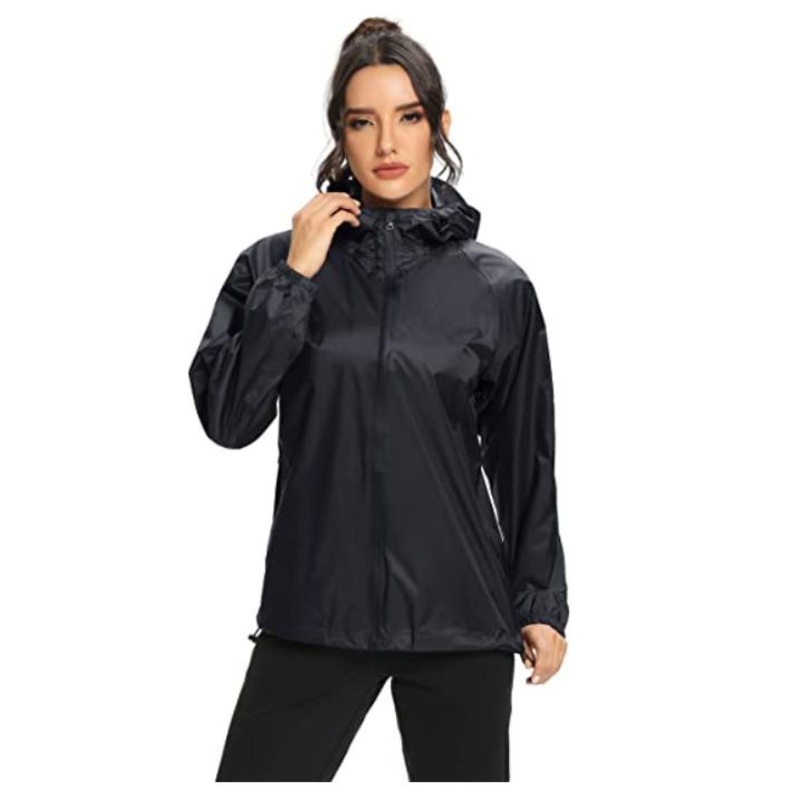 Womens Waterproof Hooded Rainproof Jacket Windbreaker Lightweight Storage Raincoat – Storage Raincoat and Waterproof Windbreaker price