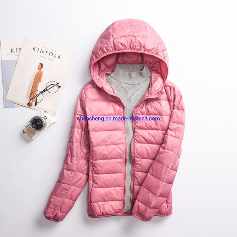 Custom Ladies Autumn Winter Blank Slim Fit Ultra Light Duck Down Jacket with Hood – Fashion and Hooded price