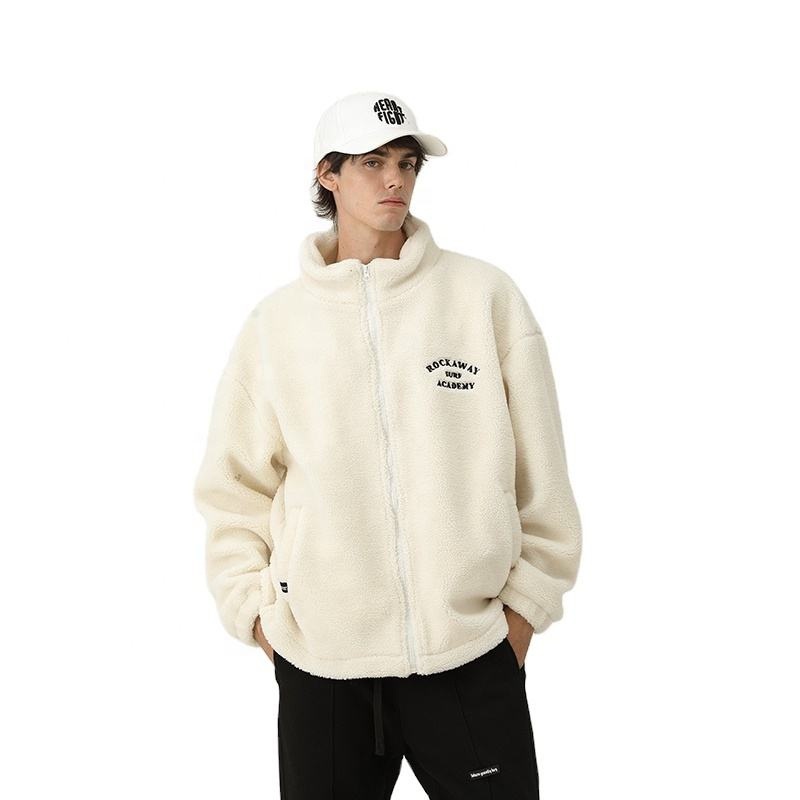 Lls Winter Fashion Man White Sherpa Coat Warm Zip High Quality Fleece Jacket for Men – Clothes and Fleece Jacket price