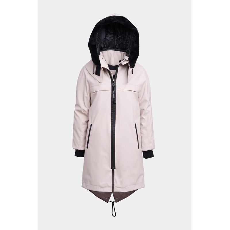 Womans Winter Long Waterproof Parka Jacket with Hood and Fake Fur Sand Color – Outdoor Jacket and Winter Jacket price