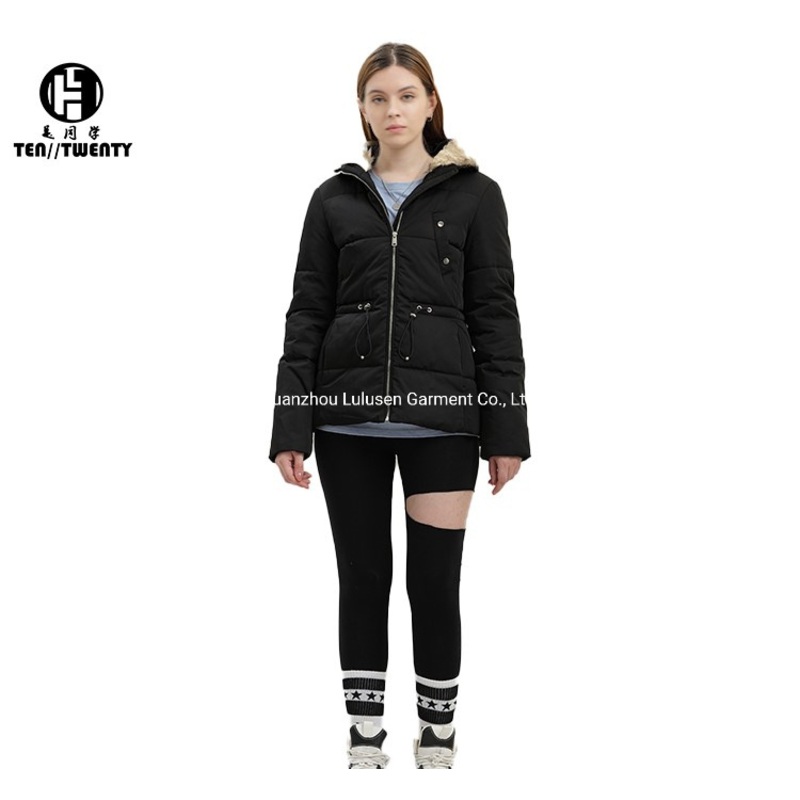 Factory Directly Thick Warm Black Puffer Zip up Hooded Women Quilted Jacket – Jacket and Puffer Jacket price