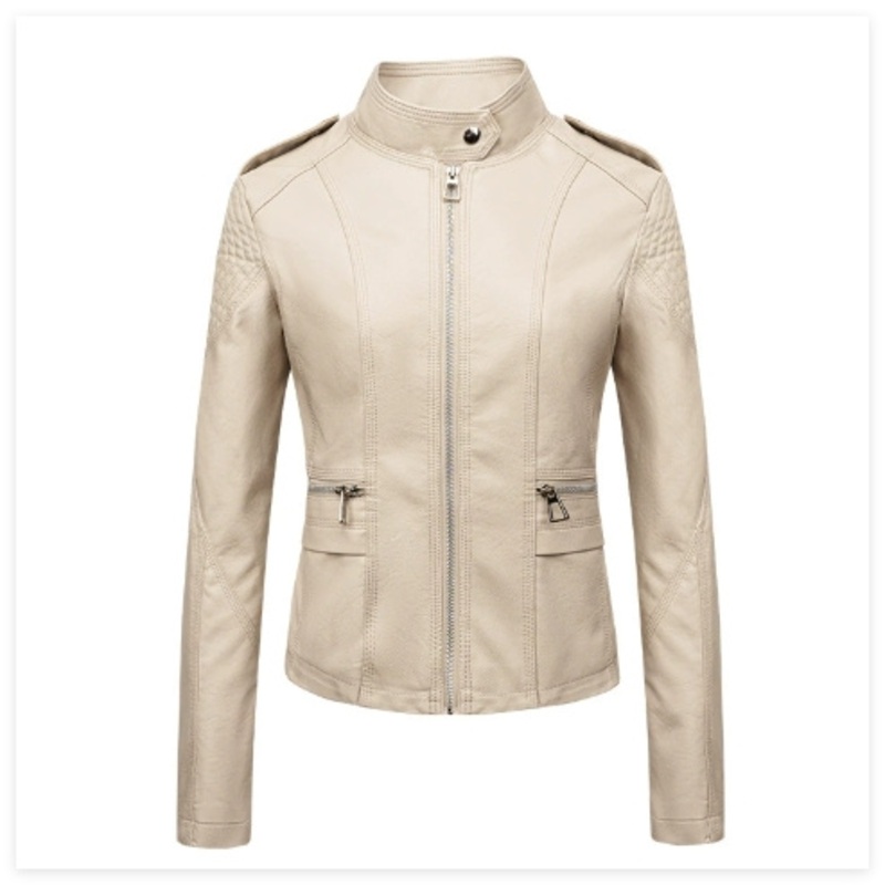 Plain Early Spring Leather Jacket Womens Practical High Quality Fitting Overcoat – Plain Jacket and Biker Style Jacket price