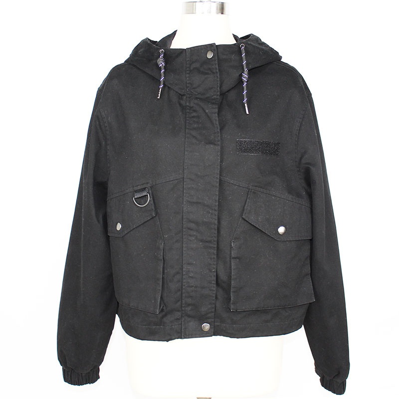 Womens Black Color Cotton Twill Basic Hoodie Jacket – Jacket and Waist Draw String Jacket price