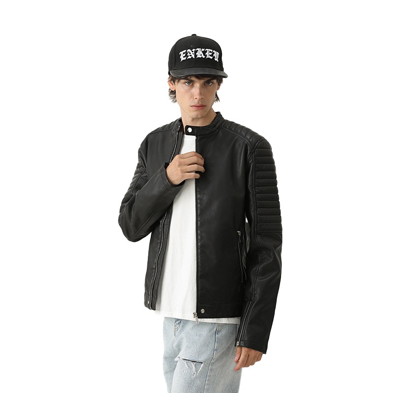 Casual Black PU Motorcycle Men Custom Stylish Leather Jackets – Jacket and Clothing price