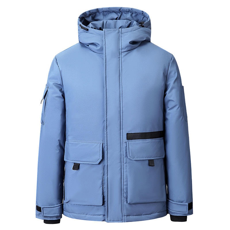 Factory Direct Sales Winter Mens Down Jacket Solid Color Hooded Multi-Pocket Casual Outdoor Mens Cotton Jacket – Couples Winter Coats and Winter Coats price