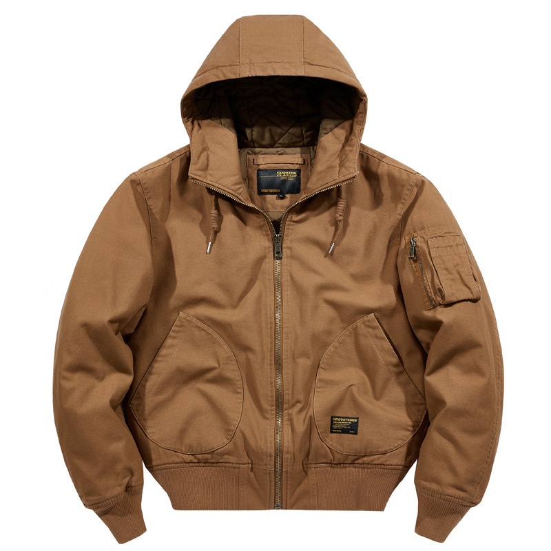 Mens Cotton Puffer Jacket Clothing Warm Workwear Jacket with Hood Retro – Puffer Jacket and Flight Jacket price