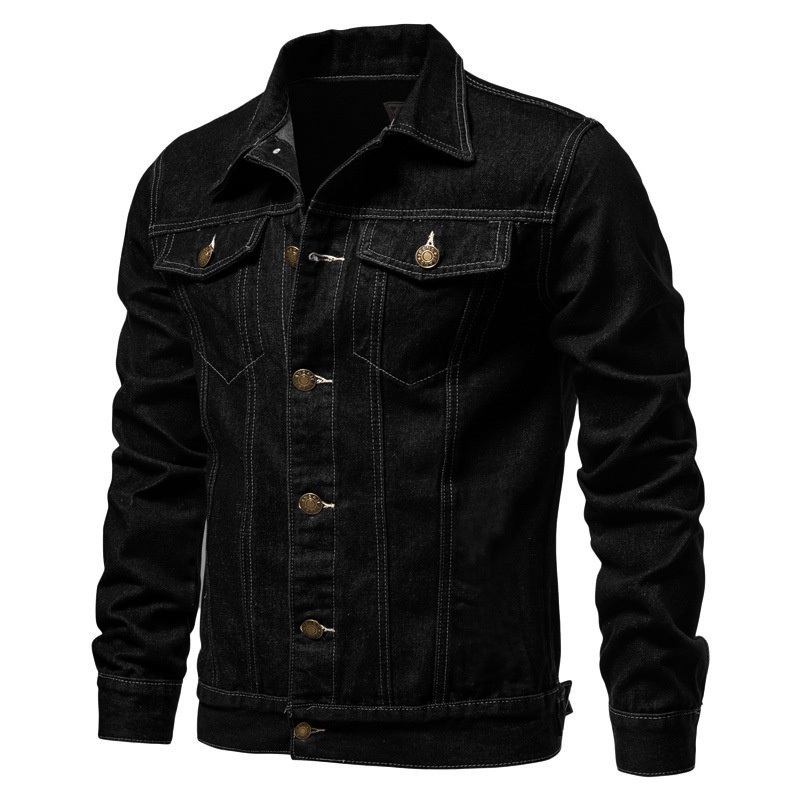 Mens Cotton Washed Jeans Button Down Autumn Casual Denim Jackets – Casual Jacket and Mens Jacket price