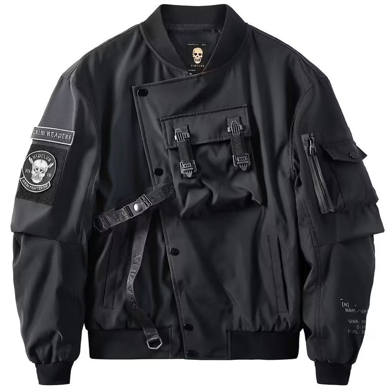 Spring and Autumn Pilot Jacket Men Oversize Functional Coat Men Tooling Korean Version of The Trend Baseball Clothing Brand – Inside Sublimation Lining Letterman Denim Jacket and Brand Embroidery Logo Jacket price