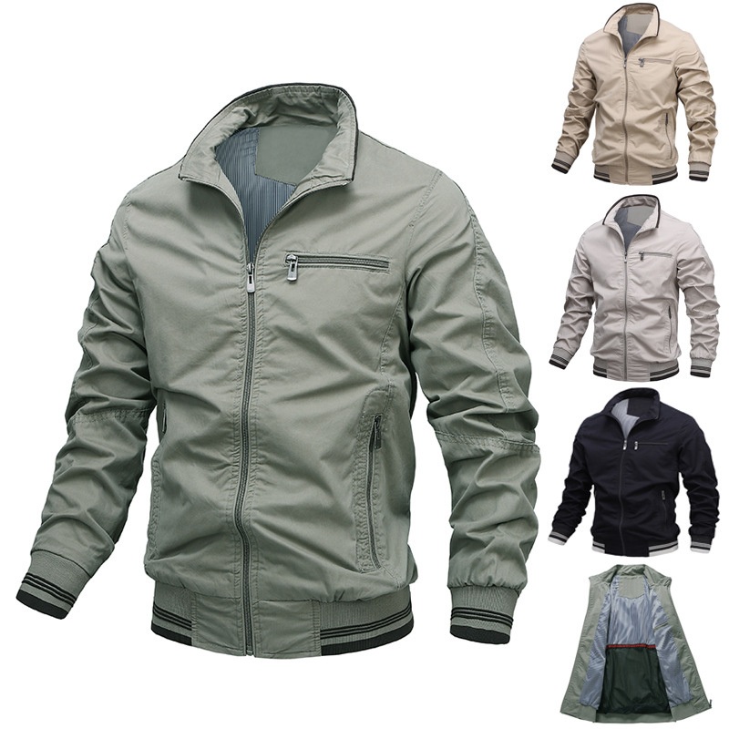 Wholesale Custom Men Plain Autumn Spring 100% Cotton Casual Outdoor Blank Sport Coat Thin Jacket with Zipper – Men Jacket and Jacket price
