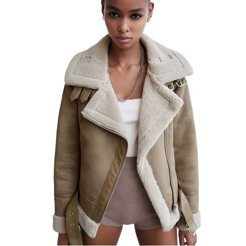 Winter Womens Jacket Thickened Suede Leather and Fur One-Piece Coat with Large Lapel and Multipleinventories – Clothes and Clothing price