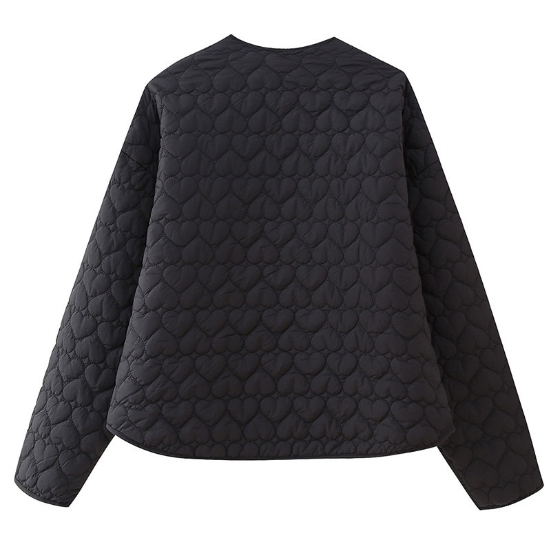 Womens Black Quilted Round Neck Welt Pockets Snap Button Winter Warm Jacket – Women Jacket and Quilted Jacket price