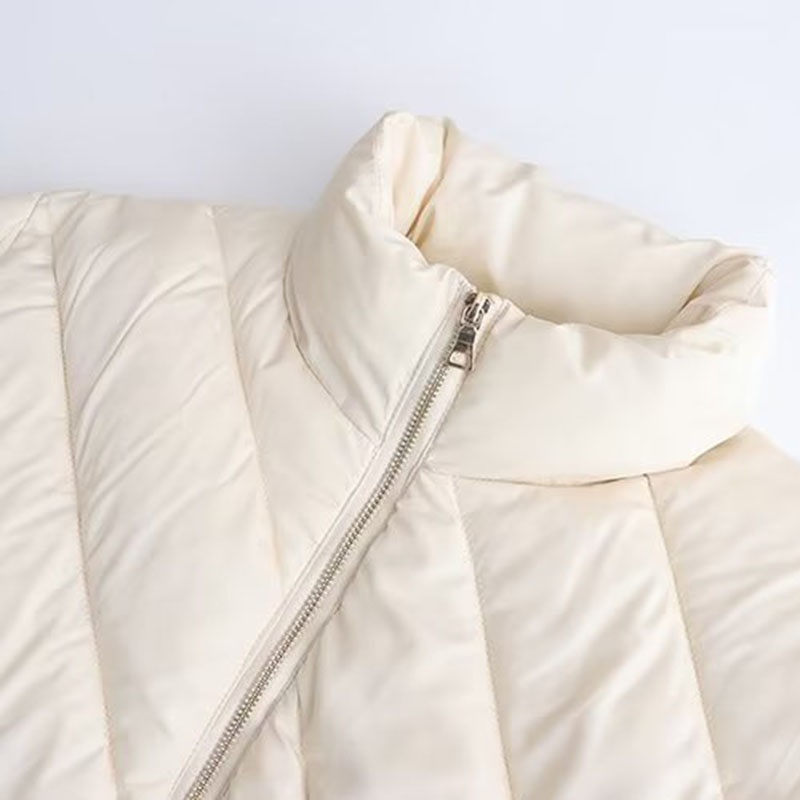 Womens Winter White Quilted Puffer Zipper Front Double Pockets Warm Padded Jacket – Quilted Jacket and Winter Jacket price
