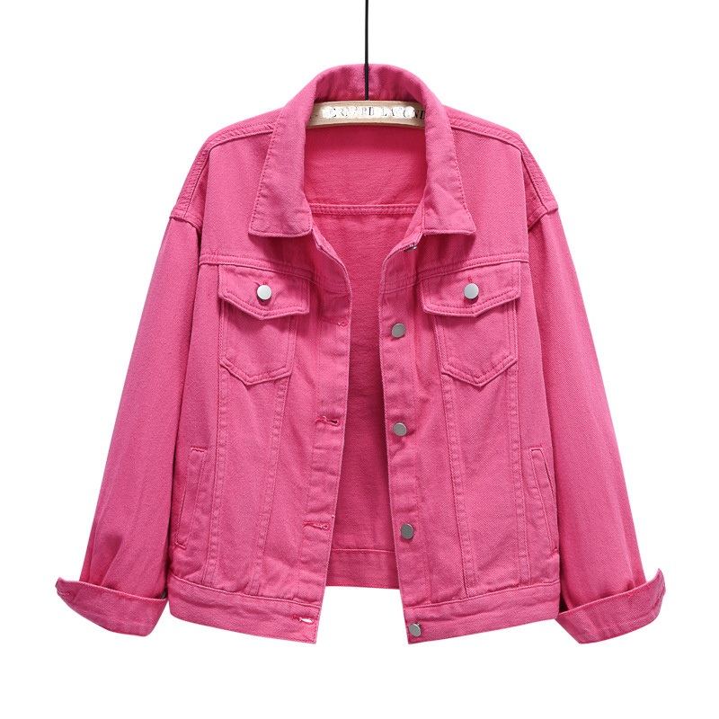 Female Casual Define Denim Leisure Coat Colored Lapel Collar Jean Jacket – Women Jean Jacket and Casual Denim Clothing price