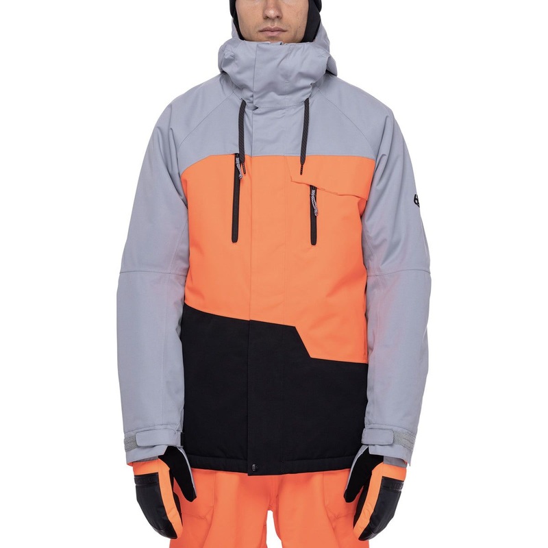 Mens Comfortable Insulated Ski Snow Jacket in Contrast Color Grey Orange – Mens Winter Jacket and Men Snow Jacket price
