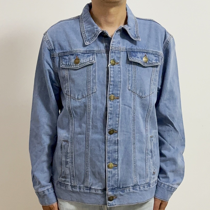 Mens Spring-Autumn Washed Button Down Regular Fit Casual Cotton Denim Trucker Jacket – Cotton Jacket and Trucker Jacket price