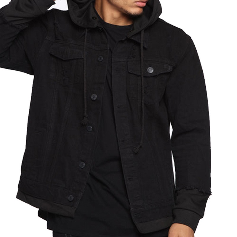 Mens Vintage Cotton Denim with Knit Hoodie and Sleeve Classic Casual Jacket – Hoodie Jacket and Mens Jacket price