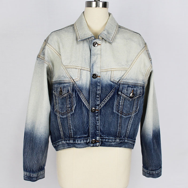 Womens Cotton Denim Customer Design DIP Bleach Jacket – Jacket and Waist Draw String Jacket price