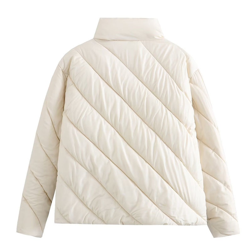 Womens Warm Quilted Puffer Coat Zipper Front Double Pockets Winter Jacket – Quilted Jacket and Zipper Coat price
