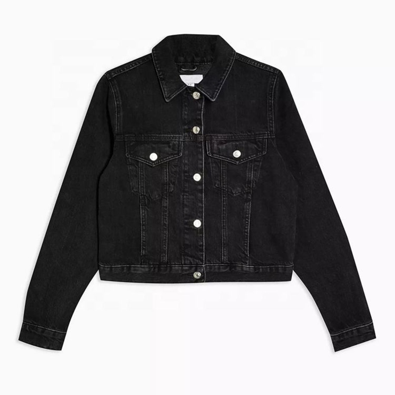 Customized Womens Jacket, Dark Black Washed Fashionable Denim Coat – Customized Jacket and Womens Jacket price