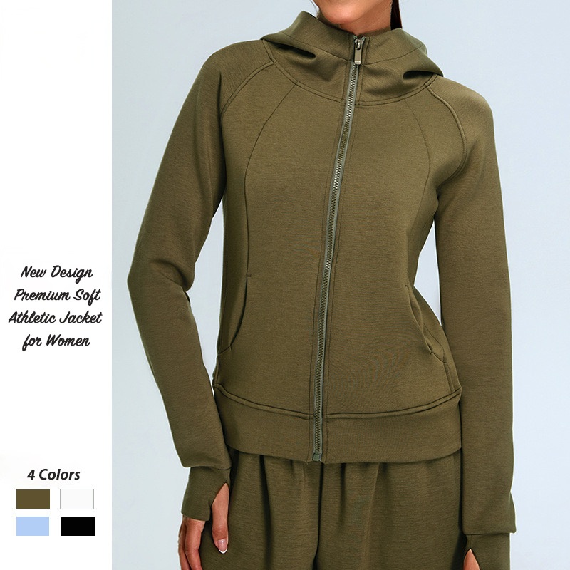 Tianchen Factory New Design Premium Modal Activewear Hooded Coat for Women, Full Zip Athletic Running Sports Workout Jacket with Pockets and Thumb Holes – Athletic Coat and Sports Coat price