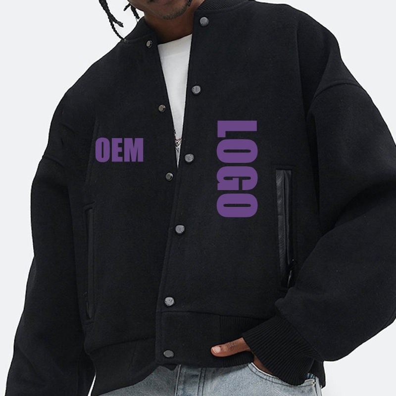 Blank Winter Embroidery Letter Fleece Letterman Vintage 100% Fleece Wool Leather for Men Jackets – Wool Varsity Jacket and Custom Varsity Leather Sleeve Jacket price