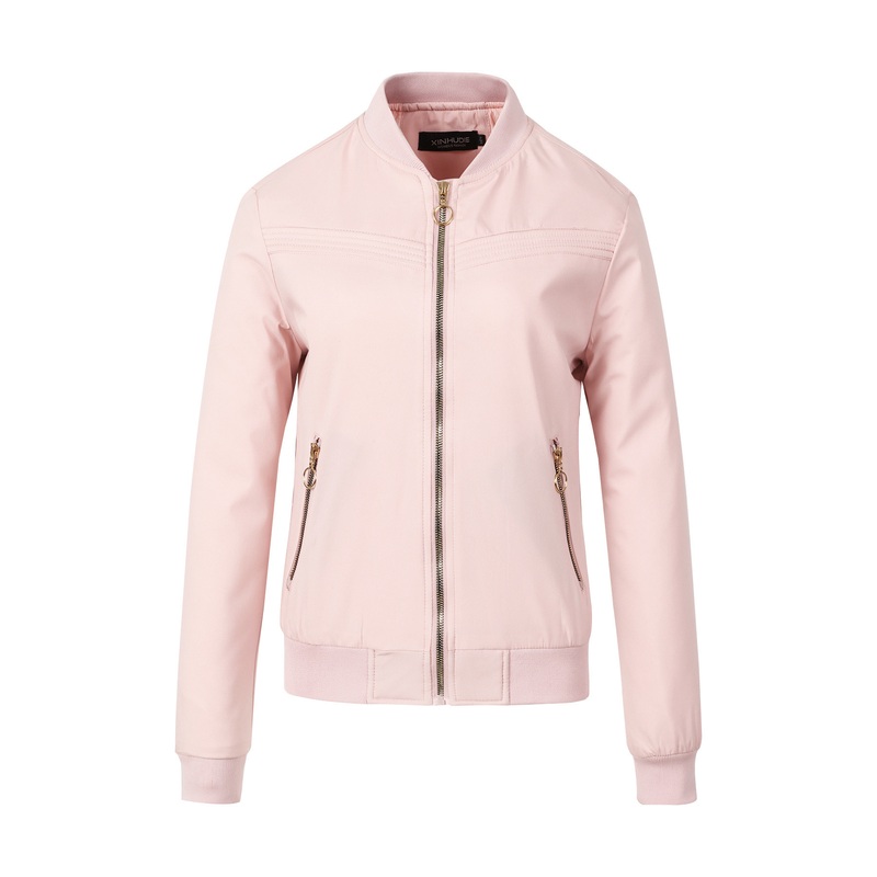 Coat PU Baseball Jacket Women Motorcycle Leather Clothing Girls College Outerwear – Garments and Waterproof Jacket price