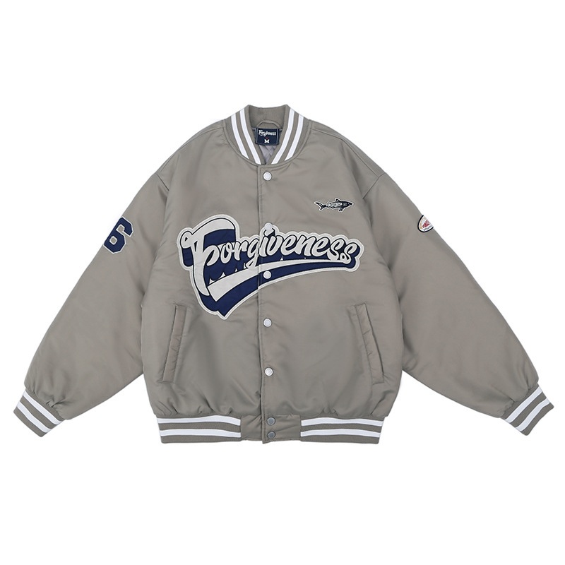 Custom Logo Baseball Loose Casual Varsity 100% Polyester Jacket Standing Neck Letter Embroidery Versatile Several Color Baseball Jacket for Men – Black Jacket and Vintage Jacket for Men price
