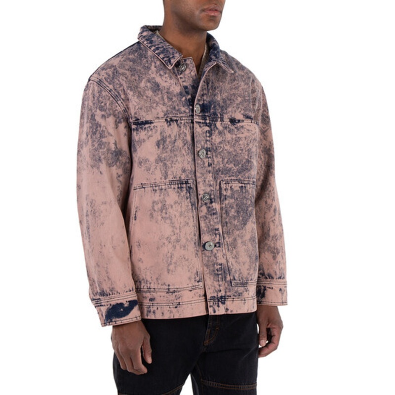 Mens Pink Blue Acid Wash Denim Jacket – Oversized Retro Casual Streetwear Outerwear – Acid Wash Denim Jacket and Pink Blue Denim Coat price