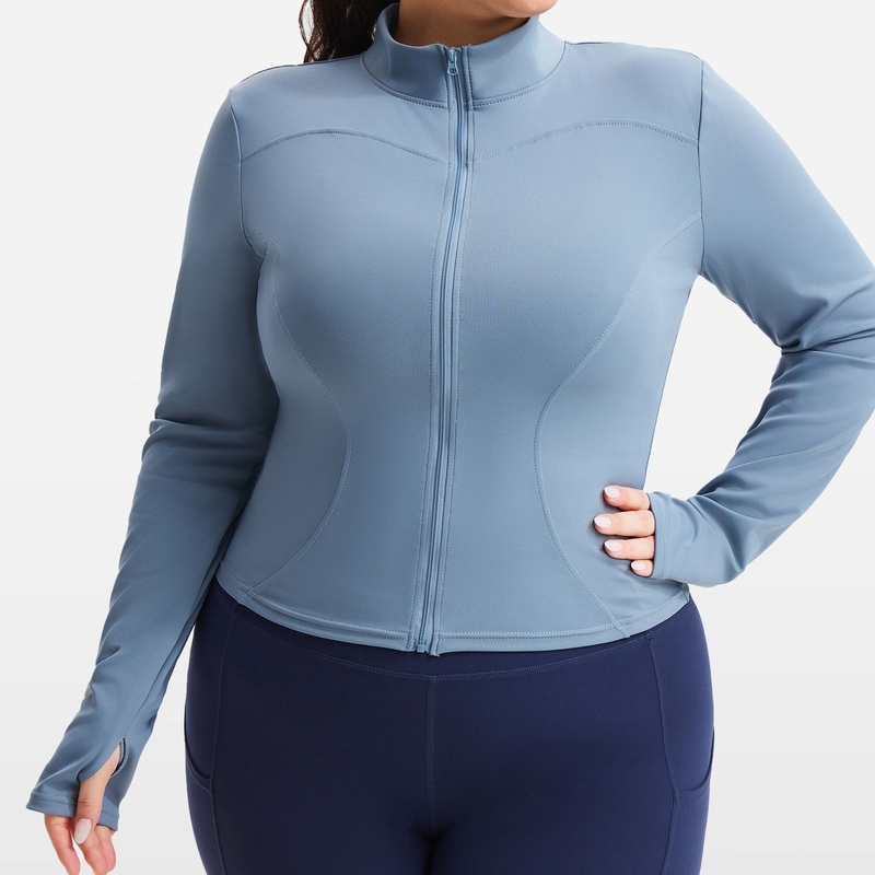 New Arrival Womens Plus Size Custom Slim Fit Full Zipper Fitness Jacket with Thumb Holes, Quick-Drying Jacket for Fitness Outdoor Training & Running – Workout Jacket with Thumb Holes and Plus Size Workout Jacket price