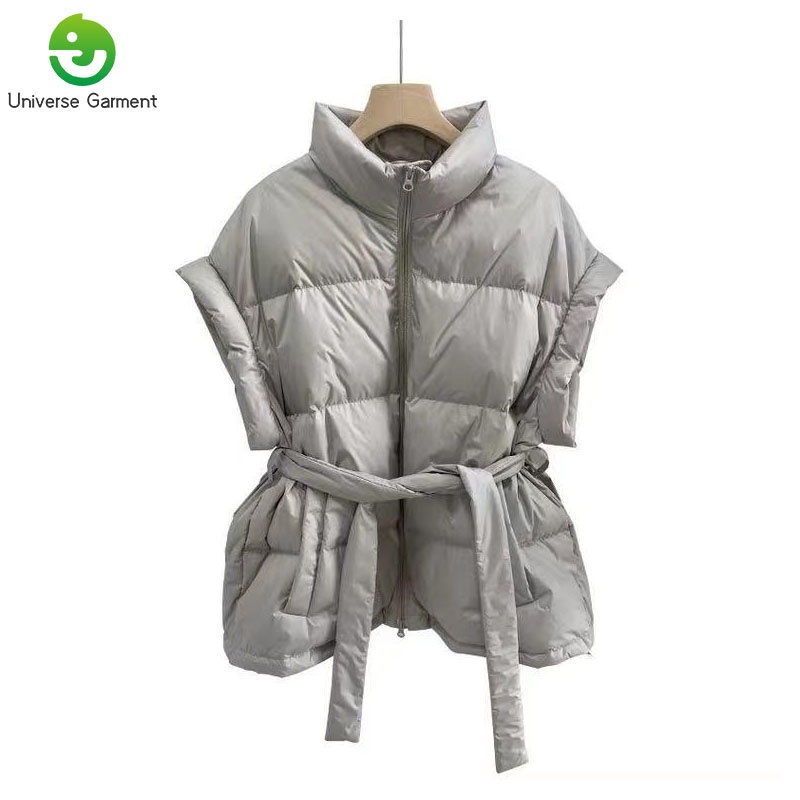 Women Down Jacket Vest Soft Light Down Vest Fashion Short with Belt – Down Jacket and Soft Padding Jacket price
