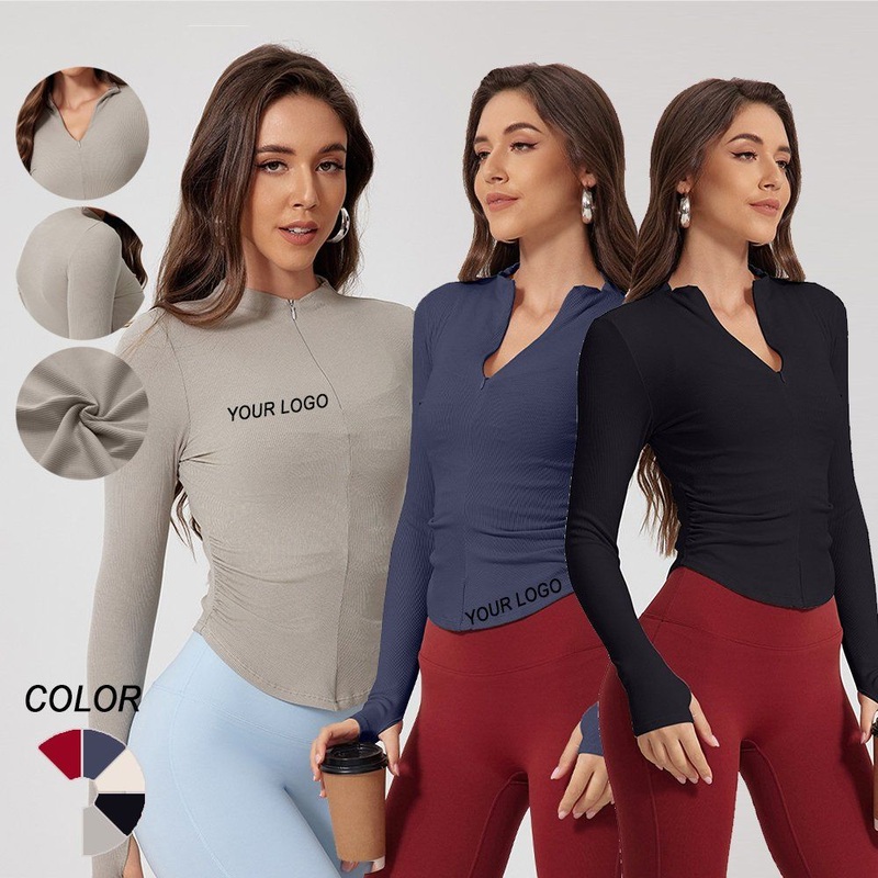 Long-Sleeve T-Shirt Outdoor Blazer Stretch Slimming Half-Zip Yoga Wear Jacket – Long Sleeve Jacket Shirts and Slimming Yoga Jacket price