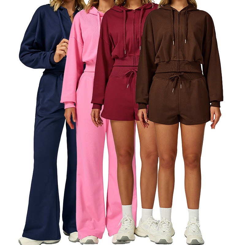Women Zipper Sports Suit Casual Loose Versatile Hoodie Outdoor Running Sportswear – Yoga Top and Hoodie price