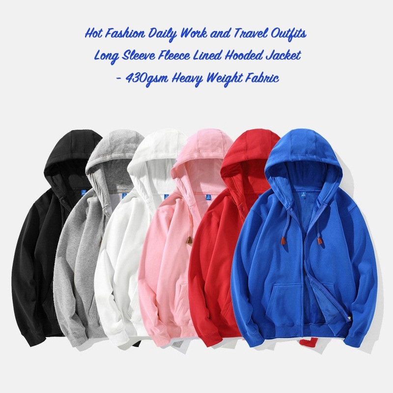 Casual Unisex 430g Thick Fleece Lined Cotton Hooded Jacket Custom Logo Couples Streetwear Oversized Fleeced Hoodies Coat for Women & Men – Unisex Cotton Hooded Jacket and Couples Fleece Lined Hoodie price