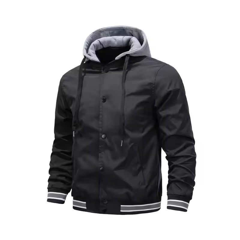 Custom-Made Logo Winter Hooded Detachable Bomber Jacket for Men – Sport Jacket and Men Jacket price