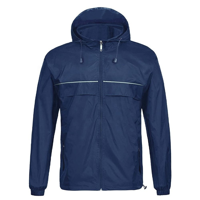 Custom Soft Shell Waterproof Windbreaker Jacket Outdoor Fishing Mens Lightweight Hooded Raincoat with Reflective Tape – Rain Jacket and Sport Jacket price