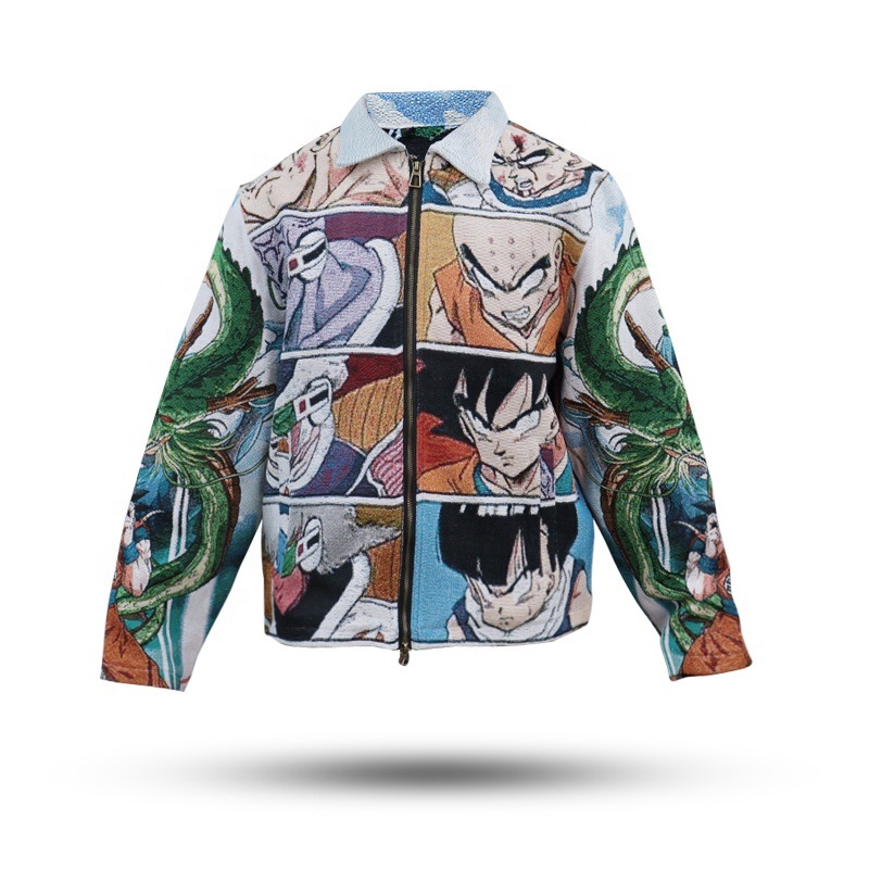 Low MOQ Custom Dragon Z Ball Zipper Bomber Jacket Turn-Down Collar and Hip Hop Style – Dragon Z Ball Jackets and Tapestry Jacket price
