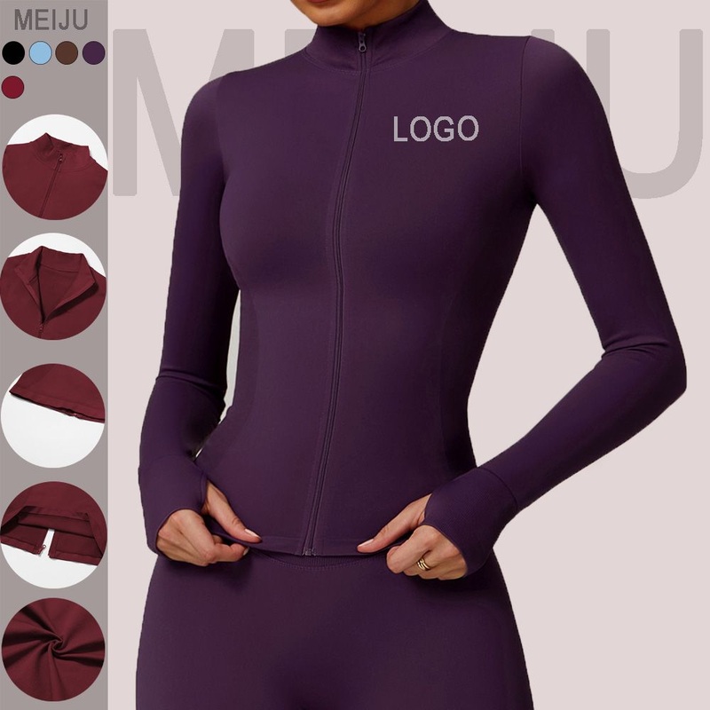 Standing-Collar Zipper Yoga Women Coat Windproof Slim Warm Top Sports Running Jacket – Long-Sleeve Sports Jacket and Yoga Jacket price