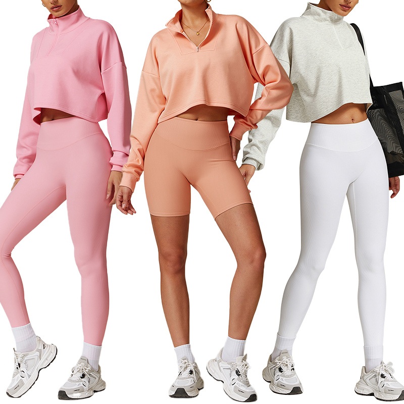 Wholesale Factory Womens Hoodies Half Zip Leisure Long Sleeve Pullover Sweatshirts Sports Jacket – Wholesale Plain Jacket and Hooded price