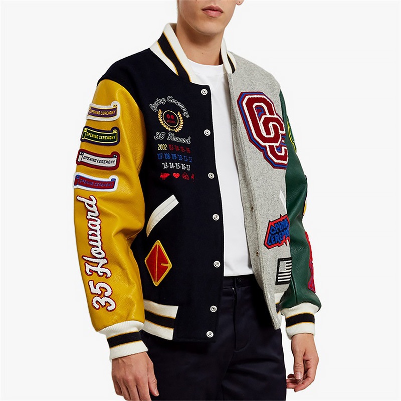 Wholesale Leather Sleeve Patch Chenille Embroidery Baseball Letterman for Men Jackets – Jacket for Men and Varsity Jacket price